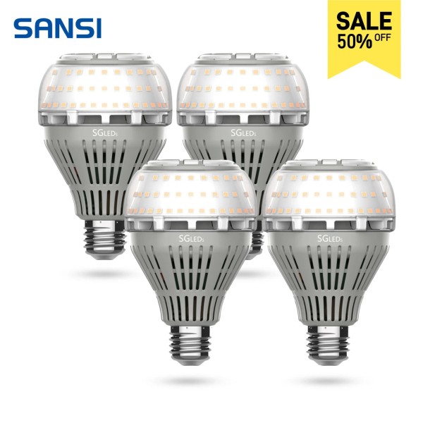 SANSI 4 Pack 4000lm LED Light Bulbs 200W Equiv. 3000K