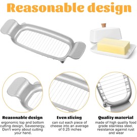 RROAD Butter and Cheese Slicer, Stainless Steel Multipurpose Cheese Slicer, Butter Slicer, Cheese Slicer, Ergonomic Handle for Cutting Cheese Cubes