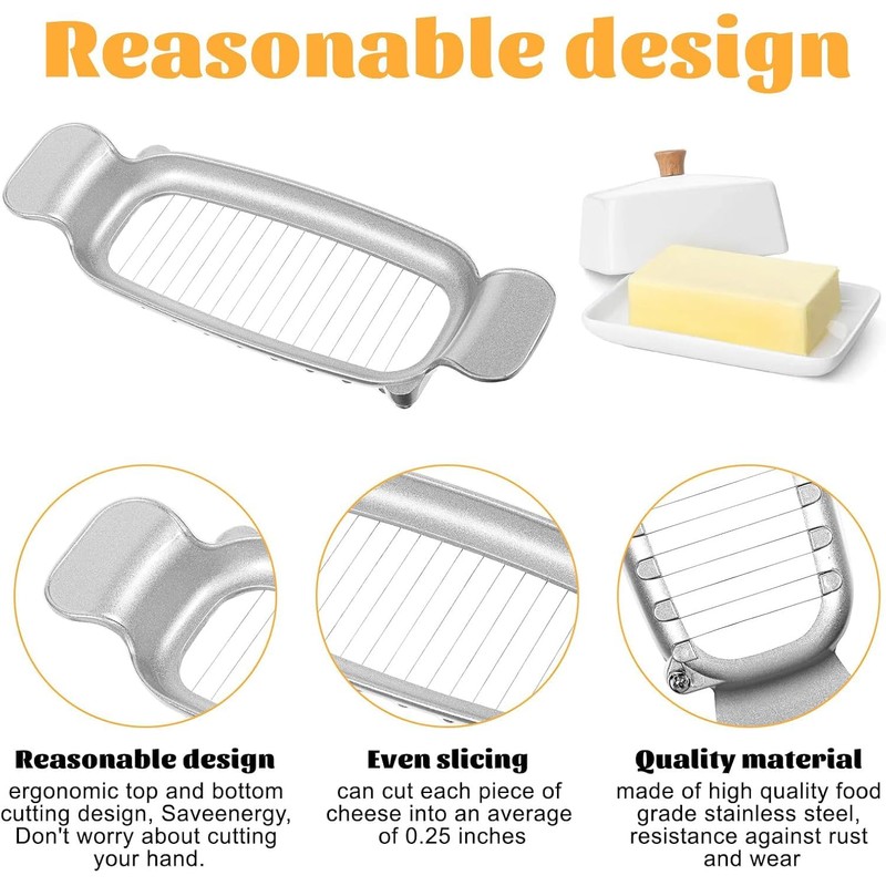 RROAD Butter and Cheese Slicer, Stainless Steel Multipurpose Cheese Slicer,