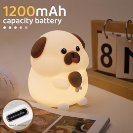 S NMT Cute Dog Silicone Night Light 7 Colors Changeable 3 Brightness Rechargeable Timing Sleeping Lamp Kawaii Cordless Night Lights for Kids Room Decor
