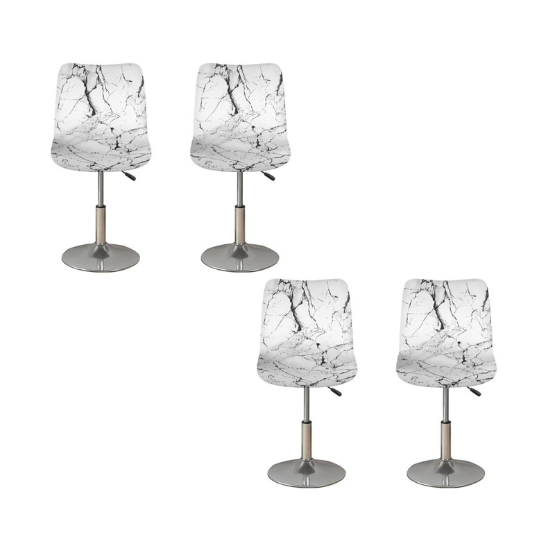 FUIALDOLG Stretch Bar Stool Covers Set of 2,White Marble Pattern