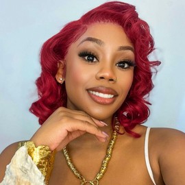 HUIWANYAN 12 Inch 99j Burgundy Bob Wig Human Hair 13x4 HD Lace Front Wigs Human Hair Pre Plucked Short Bob Wigs for Black Women 180% Density Red Body Wave Glueless Wig Burgundy Wig Human Hair