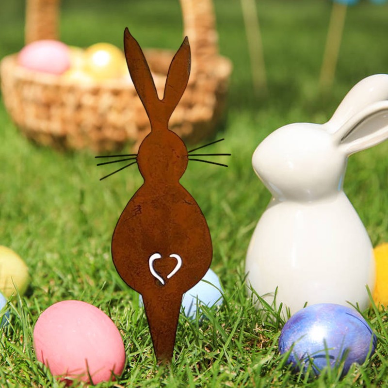 Easter Iron Bunny Adornments Easter Crafts Decorations for Lawn Garden
