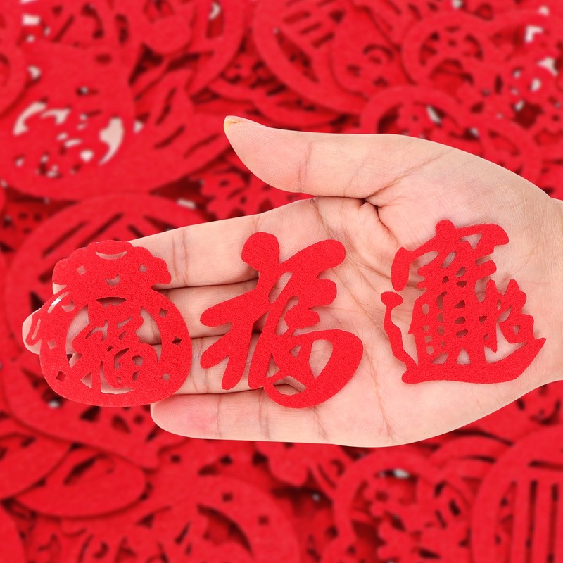 HOWAF 140pcs Chinese New Year Decorations centerpieces,Felt Fu Character for