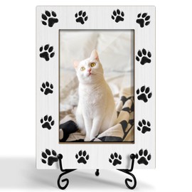GOODBANER Pet Photo Frame, Dog Cat Picture Frame, Cat Frames for Pictures, Dog Cat Gifts for Dog Cat Mom Gifts, Pet Memorial Gifts for Dogs Cats Lover Gifts Wooden Dog Cat Photo Frame 4x6 Photo /13
