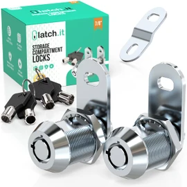Latch.IT 7/8” RV Storage Locks | 2-Pack RV Compartment Locks | Utility Cam Lock | 100% Metal RV Locks for Storage Door on Camper or Trailer | Complete RV Cam Locks with 4 Keys from RV Lock Experts!