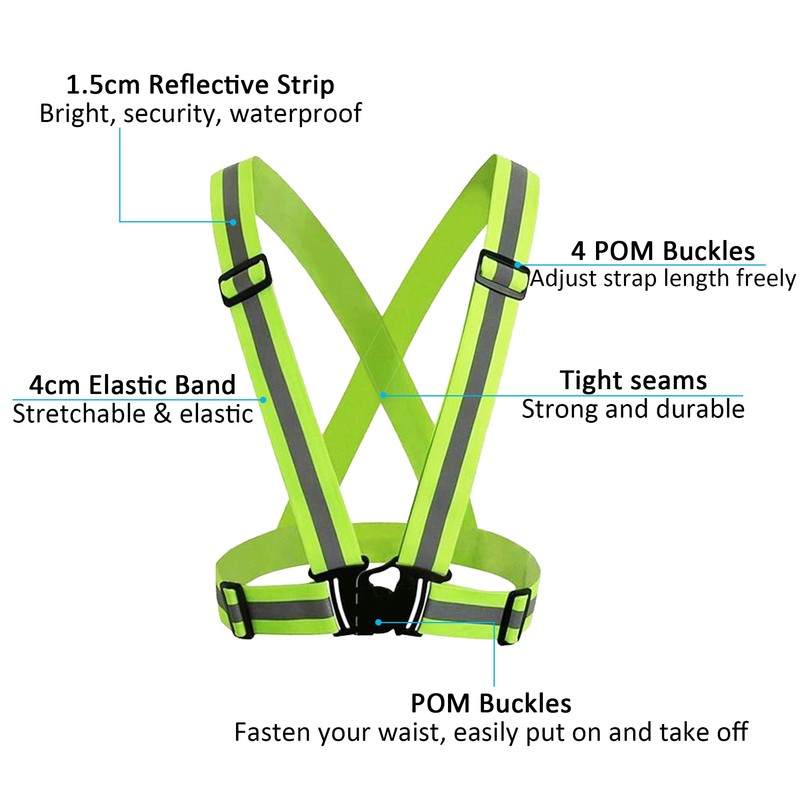 Onumya Reflective Vest, 2pcs Reflective Safety Vest High Visibility Running