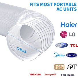 Air Conditioner Hose, AOPANDA Portable Air Conditioner Exhaust Hose, 5.9 Inches Diameter, with Anti-Clockwise Thread Length Up To 80 Inches for Haier, Lg, Delonghi and More