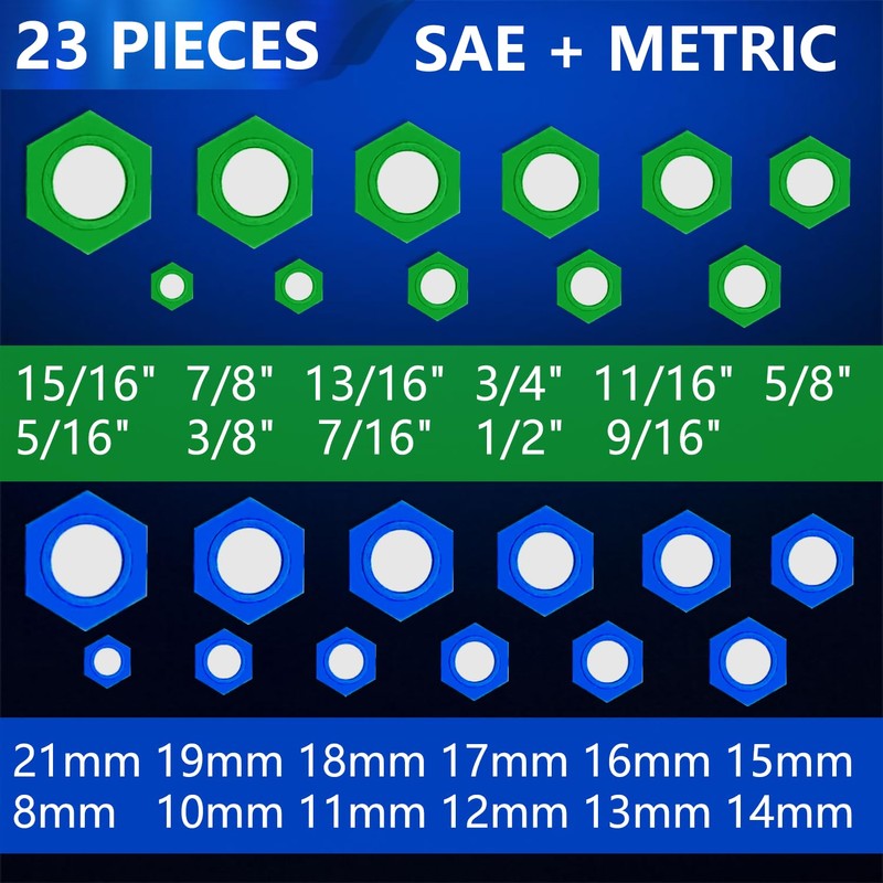ZKTOOL 23PCS Magnetic Socket, Inserts for SAE and Metric, 5/16"