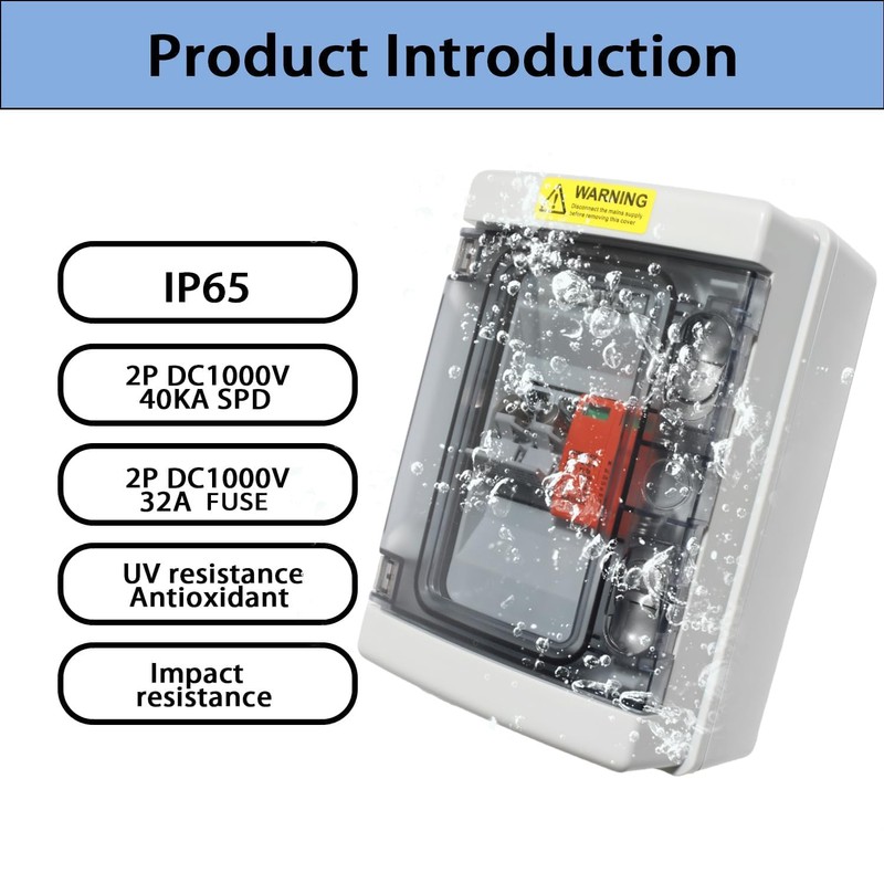 aikoolwer Solar PV Combiner Box Surge Protector DC 1000V 32A