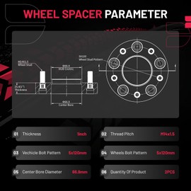 BDFHYK 5x4.75 Wheel Spacers Thickness 1 Inch Compatible with Chevy 2010-2022 Camaro Impala Corvette CTS Regal, 5x120mm Forged 5 Lug M14x1.5 & 66.9mm Hub Bore, Hubcentric Wheel Spacer Set of 2