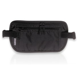 AQshop Security Pouch, Overseas Travel, Skimming Prevention, Security Prevention, Waist Pouch, Valuables Pouch, Passport Case, Convenient Travel Goods, Black