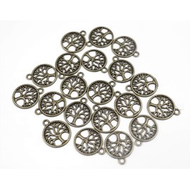 Ruwado 30 Pcs Tree of Life Charms Round Metal Pendant Beads Antique Jewelry Finding for DIY Craft Art Supplies Necklace Bracelet Necklace Earring Keychain Jewelry Making Accessories (Bronze)