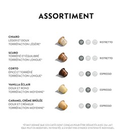 Nespresso Original Barista Creations Assortment of 50 Capsules - 10x Chiaro, 10x Scuro, 10x Corto, 10x Lightning Vanilla and 10x Caramel Crème Brulée