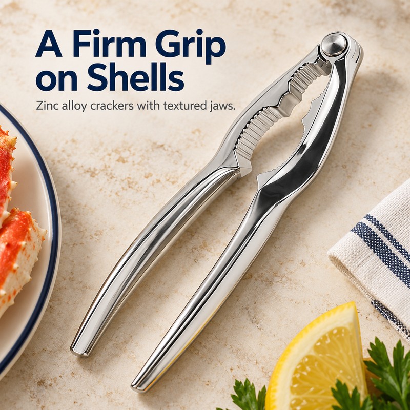 9-Piece Seafood Tools Set – 3 Zinc Alloy Crab Crackers