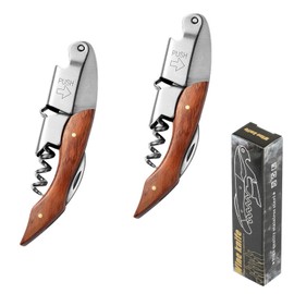 Wine Corkscrew 2 PCS, Multifunctional Stainless Steel Wine Corkscrew Spring-Loaded Double Lever, Serrated Foil Cutter, with Handle Wine Tool Wine Opener for Bar Restaurant Waiters, Bartenders