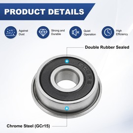 M METERXITY 10-Pack F608-2RS Flanged Ball Bearing, 8 x 22 x 7mm Double Rubber Shielded Chrome Steel (GCr15) Flange Rip Bearings for Wheelbarrow/Printer/Fax Machines/Power Tools