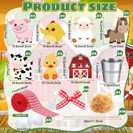 Weekgrat 6 Set Farm Animal Party Decorations Farm Animal Centerpiece Sticks with Metal Buckets Table Toppers Animals Theme Party Baby Shower Farm Birthday Party Supplies