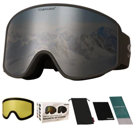 Ski Goggles (5. Grey Frame, Full Lens Mirrored Silver)