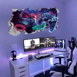 KAIRNE 3D Wall Sticker Gamer, Wall Sticker for Children's Room Boys, Colourful Gamer Poster, Gaming Wall Picture for Bedroom, Wall Sticker Boy Teenager, Video Game Wall Sticker for Teenager's Room