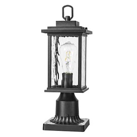 Zanritelit Aluminum Outdoor Post Light for Garden Lawn Backyard Pathway Entryway, Pier Mount Outdoor Lighting, Waterproof Outside Lamp Post Lights, Black Outdoor Pole Light Pillar Lantern with Glass