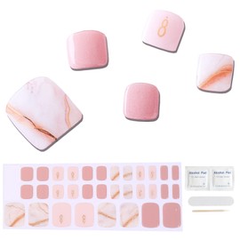 ACROIN Semi Cured Gel Toenail Strips, Toenail Wraps, 32 Stickers, Need Nail Lamp, Salon-Quality, Long Lasting, Easy to Apply & Remove, Includes Cleaning Pad, Nail File, Wooden Stick - Pink Revolution