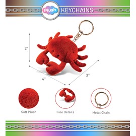 Puzzled Plush Keychain Red Crab, 4 Inches - Soft Toy Keyring for Ocean Life Lovers, Cute Decorative Plush Keychain Accessory, Unisex-AllAges, 100% Polyester