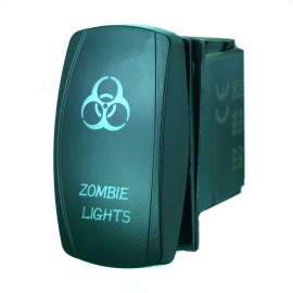 Unbranded Amarine-made Laser Rocker Switch 20A 12v On/Off LED Light HORN/ZOMBIE/FO - ZOMBIE-Blue-OnOff-5P