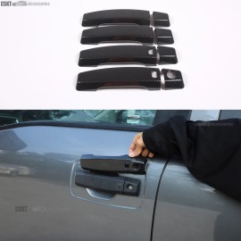 CSKT2022 8PCS ABS Carbon Fiber Exterior Door Handle Cover Trim Fits Nissan Titan 2016-23