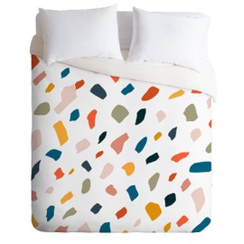 Society6 83 Oranges Terrazzo Love Duvet Set with Pillowcase(s), Twin, White
