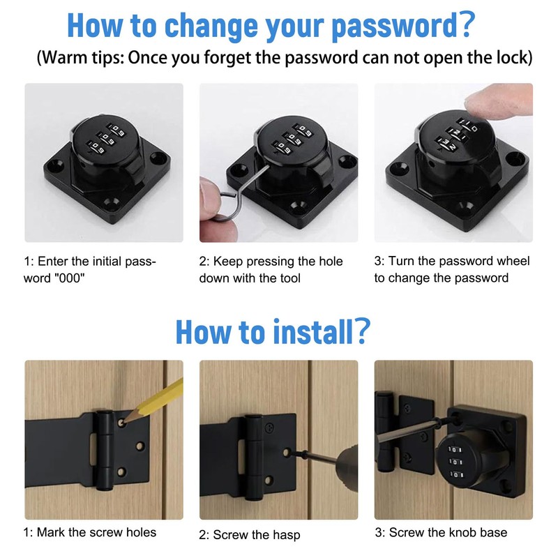 Forbabe Hasp with Combination Lock, 4.5 Inch Security Hasp Lock