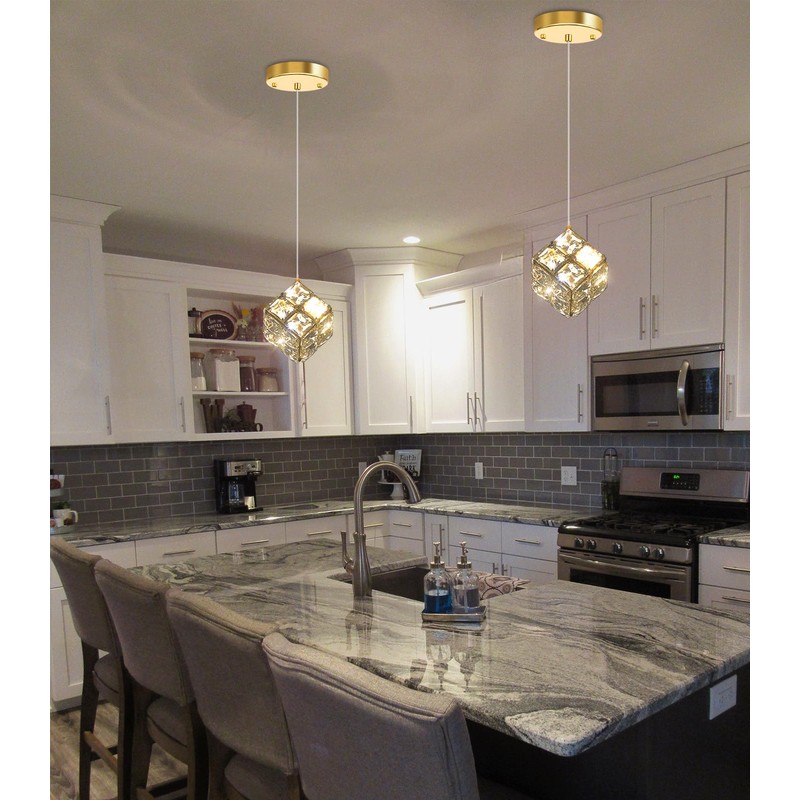 dolria Modern Crystal Chandeliers 1-Lights Pendant Lights for Kitchen Island