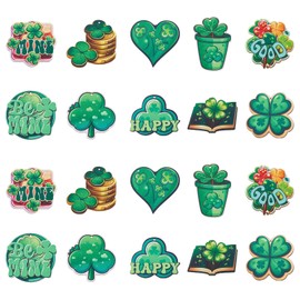 UR URLIFEHALL 20 Pcs Green Shamrock Wooden Charms Saint Patrick's Day Charms Shamrock Ornaments Hanging Ornament Cutouts for Saint Irish Day Decor