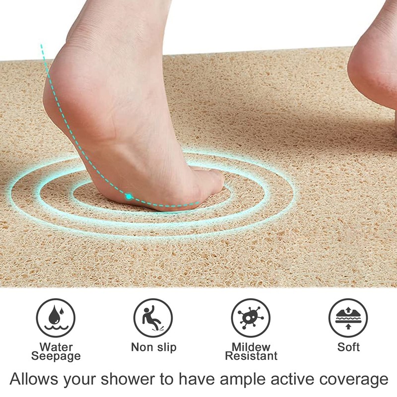 EXGUEACK Corner Shower Mats Non Slip 23.6" x 23.6", Quadrant