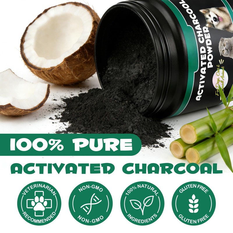 Activated Charcoal for Dogs & Cats – 120g Powder for