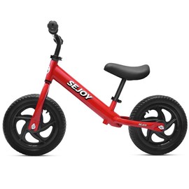 SEJOY 12'' Kids Balance Bike Adjustable Height No Pedal Training Toys 3-6 Years - Color: Red