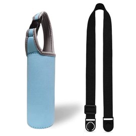 monet fav Water Bottle Cover, Shoulder and Children, Shoulder Strap, Pet Bottle Cover, Case, Bottle, Heat Stroke Prevention (Light Blue), black, Design