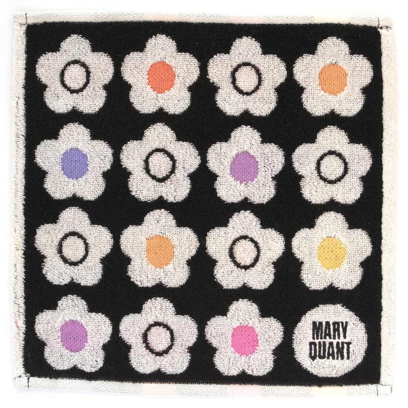 MARY QUANT 192005-0024-03 Towel Handkerchief, Colorful Daisy, Black, Women's, Hand