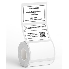NIIMBOT M3 Thermal Transfer Labels 2.36''×1.57'', Only for M3 Label Maker, Waterproof Oil-Proof, Low and High-Temperature Resistance for Home Office Small Businesses Organization, White
