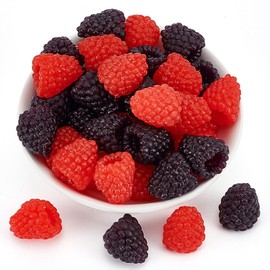 CRAFTYMELODY 32Pcs Artificial Raspberry 2 Colors PVC Plastic Simulation Berries Imitation Lifelike Raspberries Fruit Ornament for Party Kitchen Photography Dining Table Decoration Indigo Red