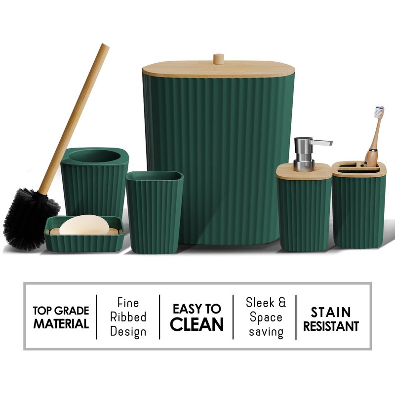 Clara Clark Bathroom Set - Hunter Green Bathroom Accessories Set,
