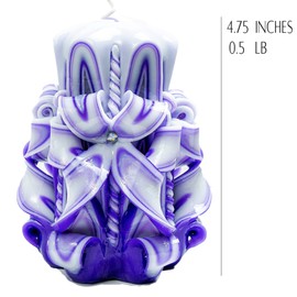 Carved Candle Artisan, Handcrafted Decorative Dipped Candle, Home Decor, Fancy Unique Birthday Gift, Thanksgiving Gift, Christmas Large Candle, Present for mom, Purple, Lavender Flower 5"