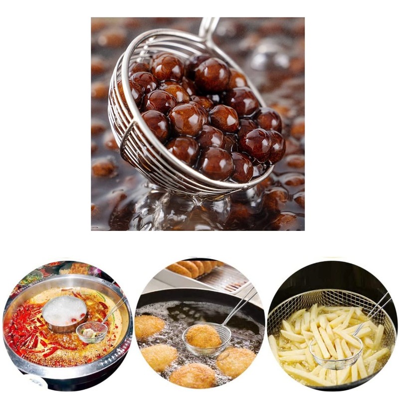 JZK 4 x Stainless Steel Colander Sieve with Handle, hot