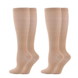 Calcetines de compresión, 2 pares medias de compresión para mujeres y hombres 15-25mmhg, aumenta resistencia y reduce fatiga muscular, ideal para ejercicio, carrera, enfermería, medicina (L)