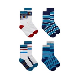 DENSLEY&CO Kids Boys 4-Pack Fun Graphic Crew Socks Bundle | Multiple Colours & Patterns (as1, numeric, numeric_4, numeric_6, regular, Cool)