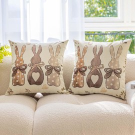 Miuyunya Set of 2 Eucalyptus Decorative Summer Pillow Cases 40 x 40 cm Easter Pillow Cases Sofa Linen Modern Easter Spring Bunnies Decorative Cushion Covers for Living Room Sofa Bedroom