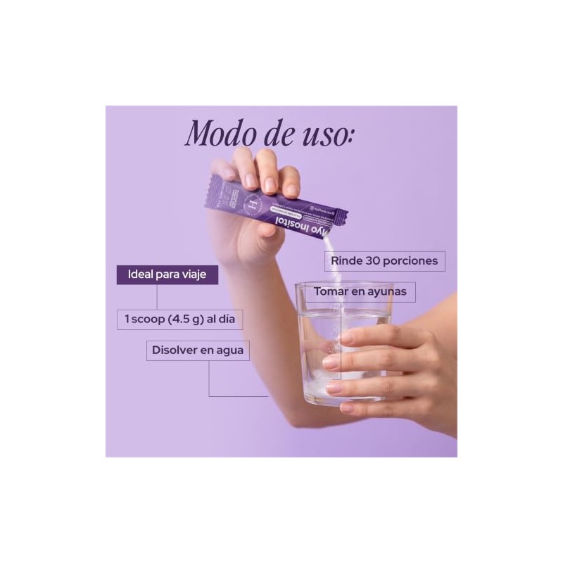 Holiherb Myo Inositol Metil Folato Polvo Suplemento Sobres Rinde Mes