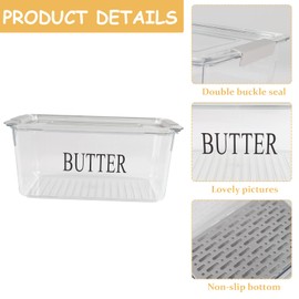 Yomjarl Butter Dispenser Box for Refrigerator,Butter Dish with Airtight Lid,BPA Free Butters Sticks Container with Butters Knife for Countertop kitchen decor and accessories,Clear Fridge Storage Box