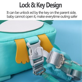 Toddler Safety Harness Backpack with Rein Baby Walking Leash Anti-Lost Safety Wrist Cuff with Lock 1.5m Children Walking Backpack-Owl-Green