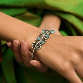 TARINIKA Rhodium Plated Floral Blush CZ Bracelet - Indian Bracelets for Women I Perfect for Casual Occasions | Traditional Indian Jewelry for Women | 1 Year Warranty*, Medium, Brass, Cubic Zirconia